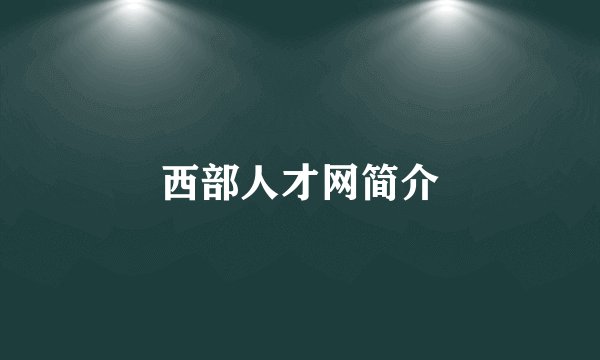 西部人才网简介