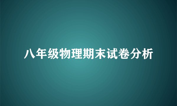 八年级物理期末试卷分析