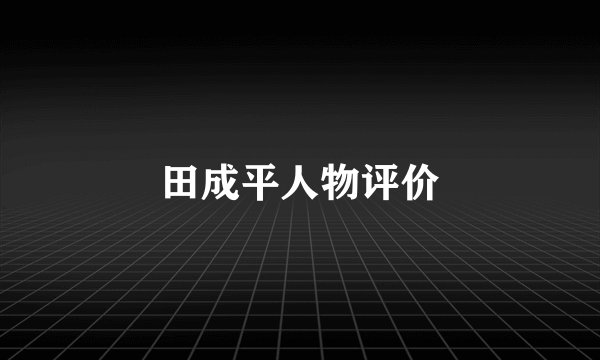 田成平人物评价