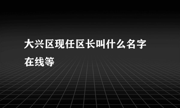 大兴区现任区长叫什么名字 在线等