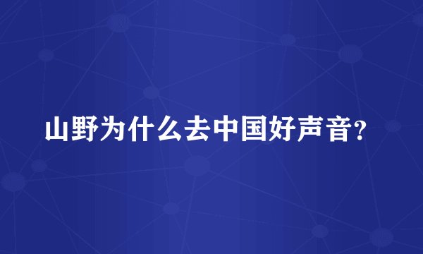 山野为什么去中国好声音？