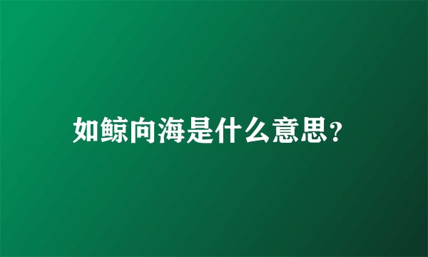 如鲸向海是什么意思？
