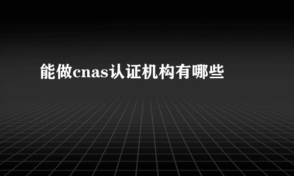 能做cnas认证机构有哪些