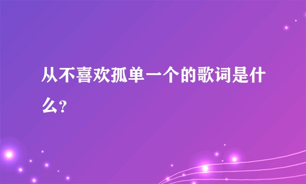 从不喜欢孤单一个的歌词是什么？