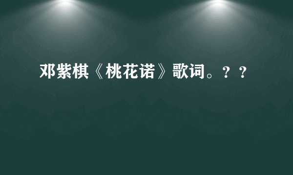 邓紫棋《桃花诺》歌词。？？