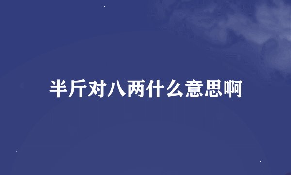 半斤对八两什么意思啊