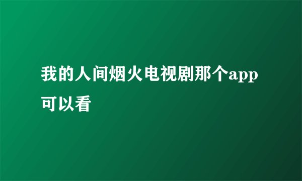 我的人间烟火电视剧那个app可以看