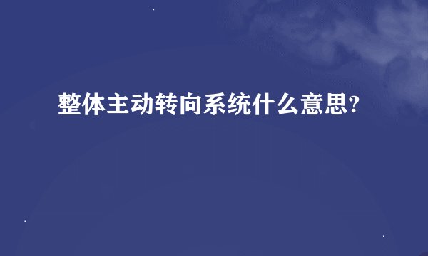 整体主动转向系统什么意思?