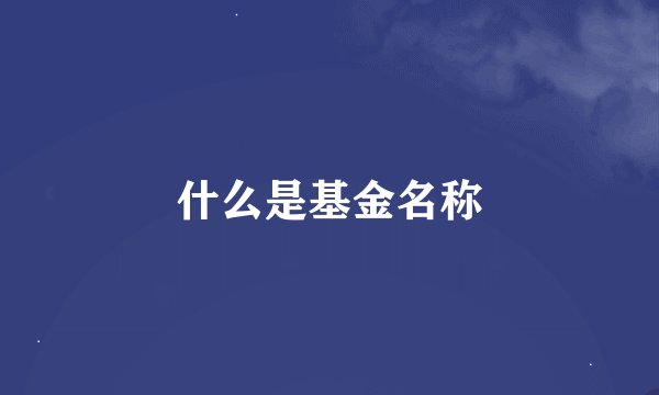 什么是基金名称