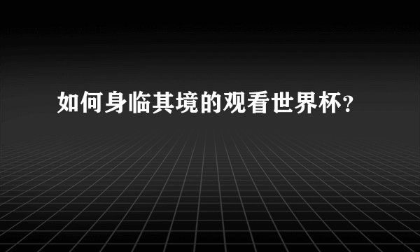 如何身临其境的观看世界杯？