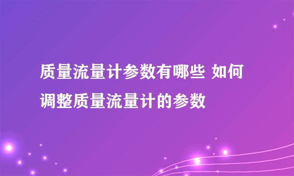 质量流量计参数有哪些 如何调整质量流量计的参数