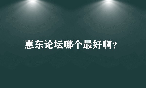 惠东论坛哪个最好啊？