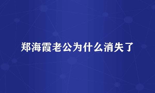 郑海霞老公为什么消失了