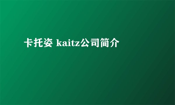 卡托姿 kaitz公司简介