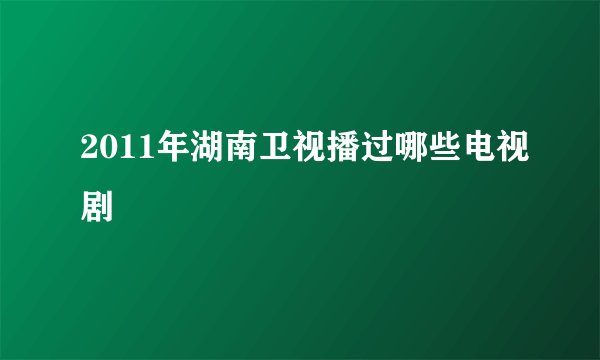2011年湖南卫视播过哪些电视剧