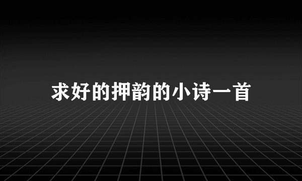 求好的押韵的小诗一首