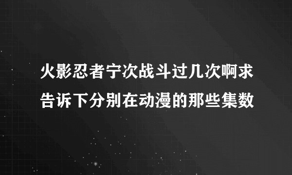 火影忍者宁次战斗过几次啊求告诉下分别在动漫的那些集数