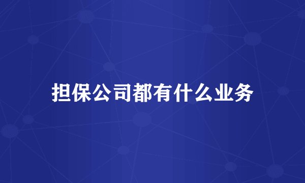 担保公司都有什么业务