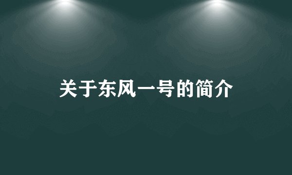 关于东风一号的简介