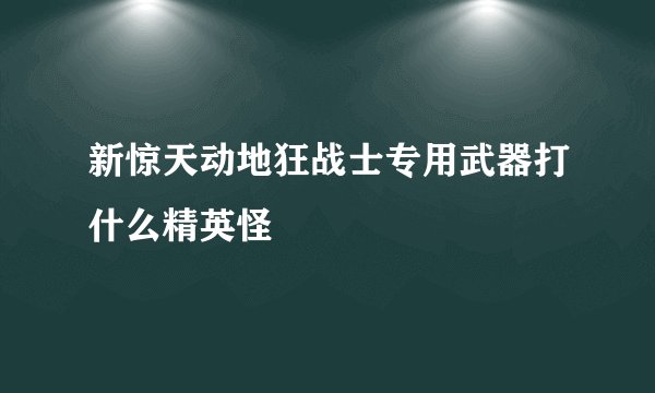 新惊天动地狂战士专用武器打什么精英怪