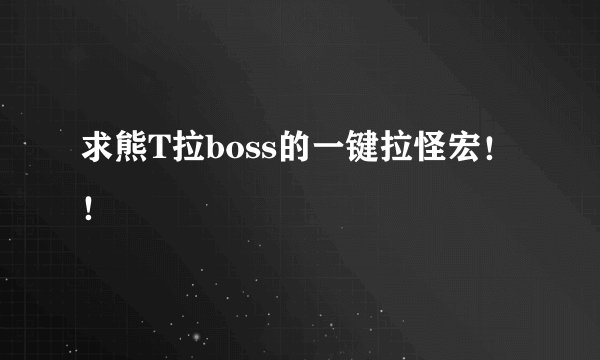 求熊T拉boss的一键拉怪宏！！