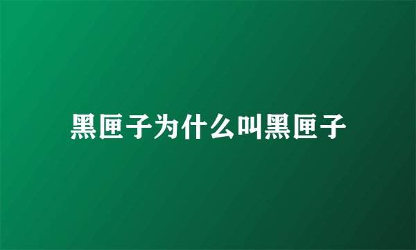 黑匣子为什么叫黑匣子