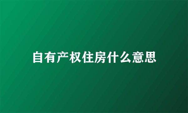 自有产权住房什么意思