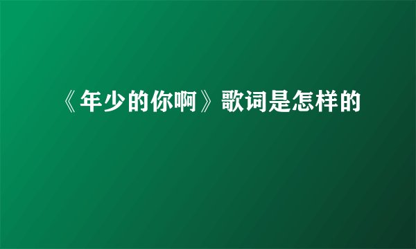 《年少的你啊》歌词是怎样的