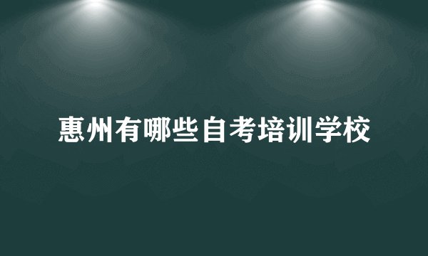 惠州有哪些自考培训学校