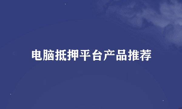 电脑抵押平台产品推荐