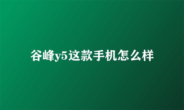 谷峰y5这款手机怎么样