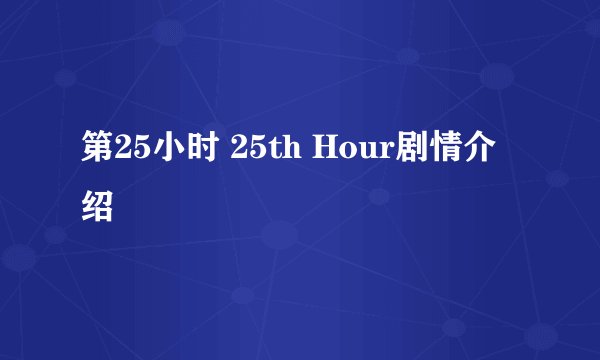 第25小时 25th Hour剧情介绍