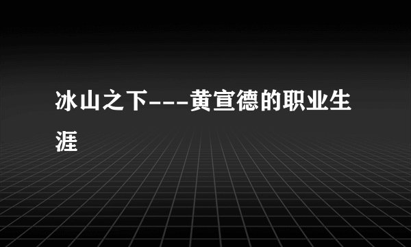 冰山之下---黄宣德的职业生涯