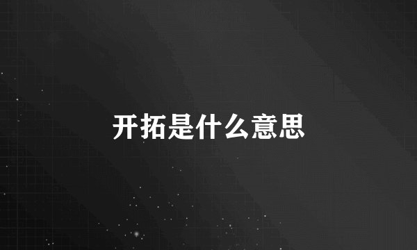 开拓是什么意思
