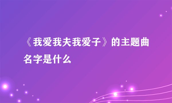 《我爱我夫我爱子》的主题曲名字是什么