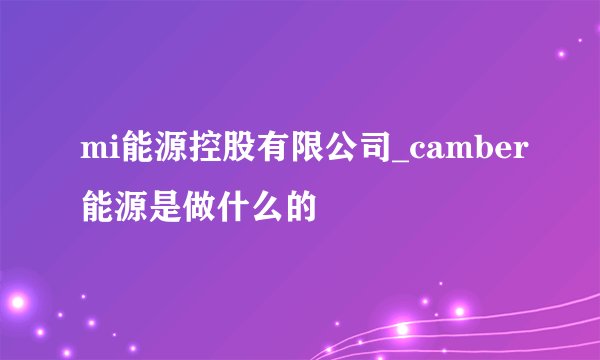 mi能源控股有限公司_camber能源是做什么的