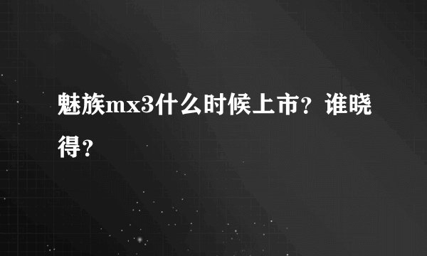 魅族mx3什么时候上市？谁晓得？