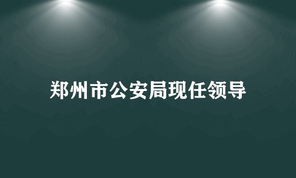 郑州市公安局现任领导