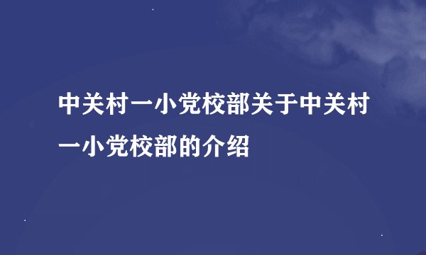 中关村一小党校部关于中关村一小党校部的介绍