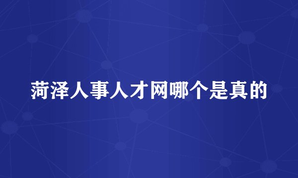 菏泽人事人才网哪个是真的