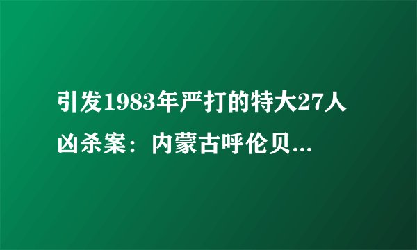 引发1983年严打的特大27人凶杀案：内蒙古呼伦贝尔616特大杀人强奸案
