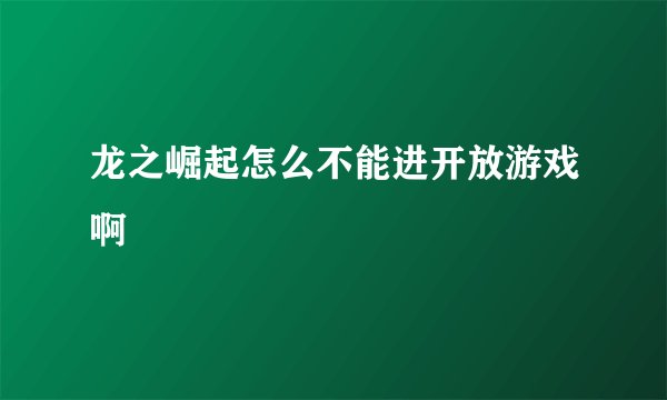 龙之崛起怎么不能进开放游戏啊