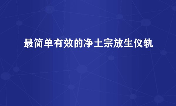 最简单有效的净土宗放生仪轨