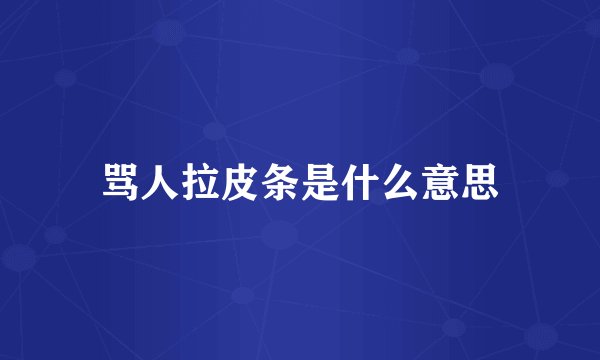 骂人拉皮条是什么意思