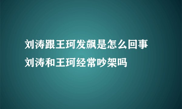 刘涛跟王珂发飙是怎么回事 刘涛和王珂经常吵架吗