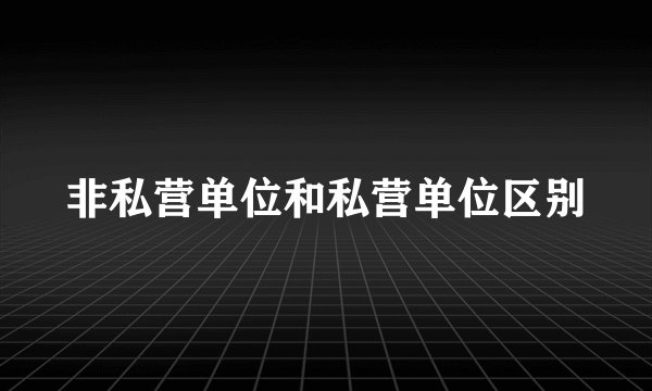 非私营单位和私营单位区别