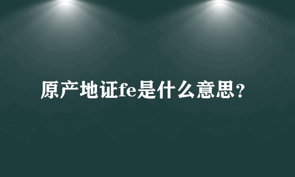 原产地证fe是什么意思？