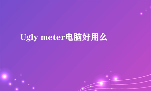 Ugly meter电脑好用么