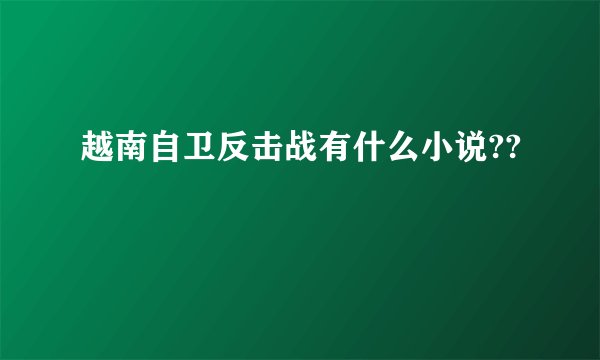 越南自卫反击战有什么小说??