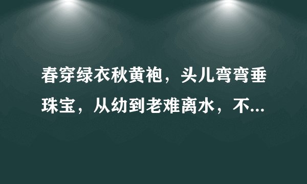 春穿绿衣秋黄袍，头儿弯弯垂珠宝，从幼到老难离水，不洗澡来只泡脚。(打一植物)